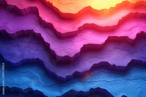 Colorful Abstract 3D Layers in Sunrise Spectrum for Modern Design