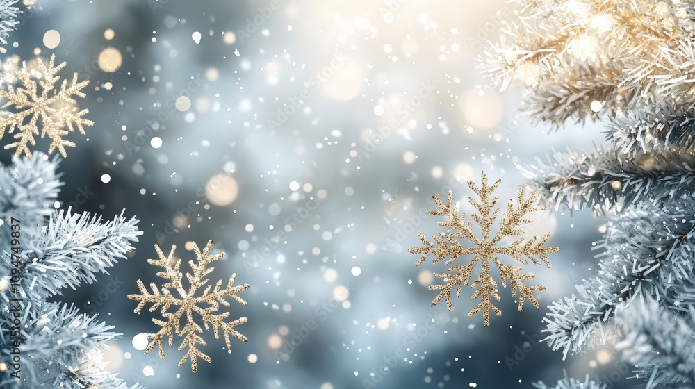 Glittering snowflakes on a winter background Glittering snowflakes on a winter background