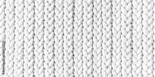 White knitted wool texture close up. Chunky knit pattern with vertical ribbed stitches. Clean minimal textile background. Cozy winter sweater material macro photography. 8k fabric backdrop