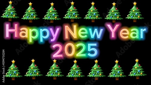 Color 2025 Happy New Year Text Animation