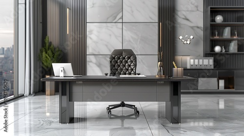 A high-end transparent image of a sophisticated office desk with modern decor, perfect for corporate branding. 32k, full ultra HD, high resolution