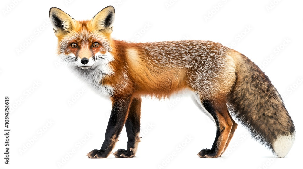 Obraz premium Beautiful red fox in watercolors isolated on white