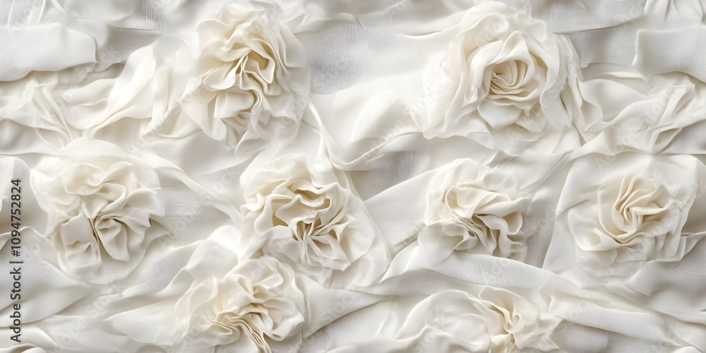 Elegant White Silk Fabric with Soft Waves, Delicate Ruffles, and Graceful Folds Creating a Beautiful Textured Background for Design Projects Elegant White Silk Fabric with Soft Waves, Delicate Ruffles, and Graceful Folds Creating a Beautiful Textured Background for Design Projects
