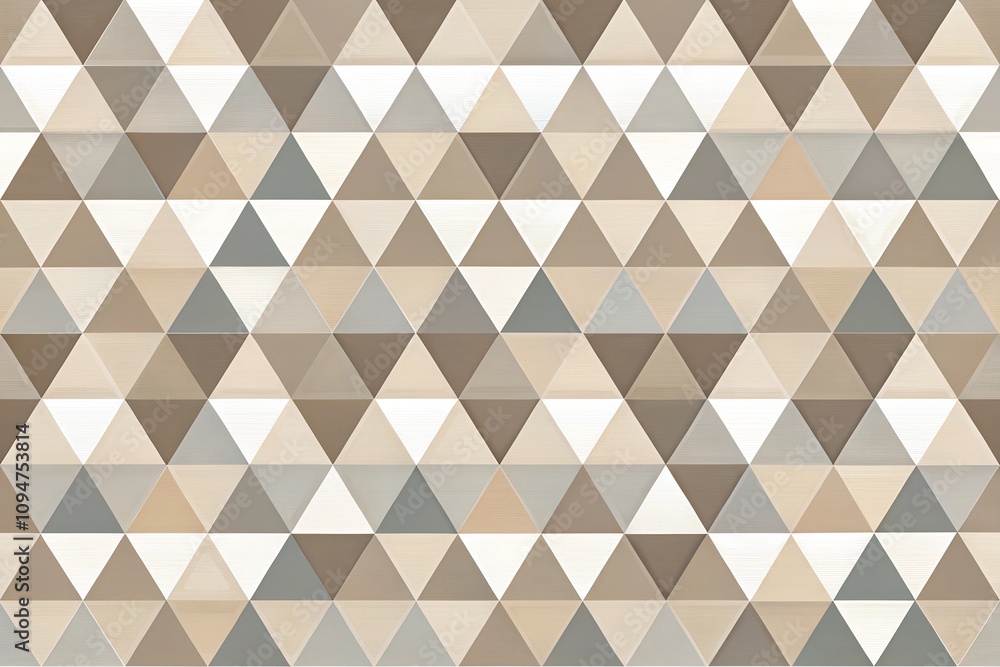 Fototapeta premium Abstract Neutral Tone Triangular Geometric Pattern Design for Textile, Wallpaper, or Surface Texture