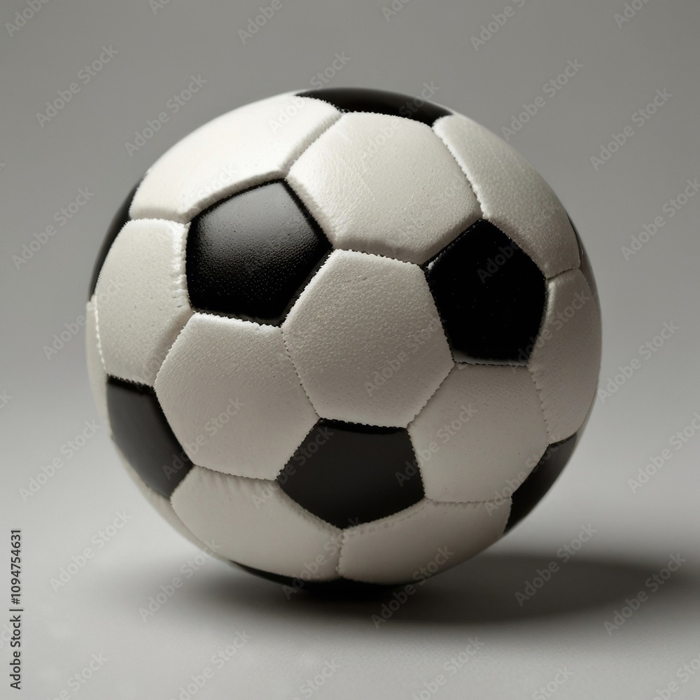 A classic black and white paneled soccer ball on a white background, symbolizing sports. AI generated.
A classic black and white paneled soccer ball on a white background, symbolizing sports. AI generated.