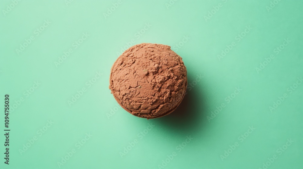 A rich chocolate ice cream scoop is mounted on a wooden stick, set against a soft turquoise backdrop, creating a tempting and inviting visual display of a sweet treat. A rich chocolate ice cream scoop is mounted on a wooden stick, set against a soft turquoise backdrop, creating a tempting and inviting visual display of a sweet treat.
