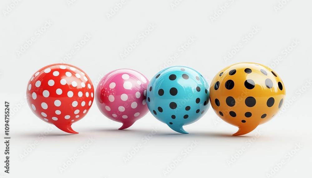 3D rendering of speech bubbles with dots on a white background, representing communication, dialogue, and conversation 3D rendering of speech bubbles with dots on a white background, representing communication, dialogue, and conversation