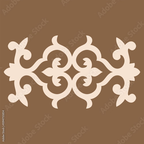 Vintage ornate linear ornaments in Kazakh traditional style. Asian floral designs. Abstract Asian elements of the national pattern of the ancient nomads of the Kyrgyz, Mongols, Kazakhs, Tatars. EPS10