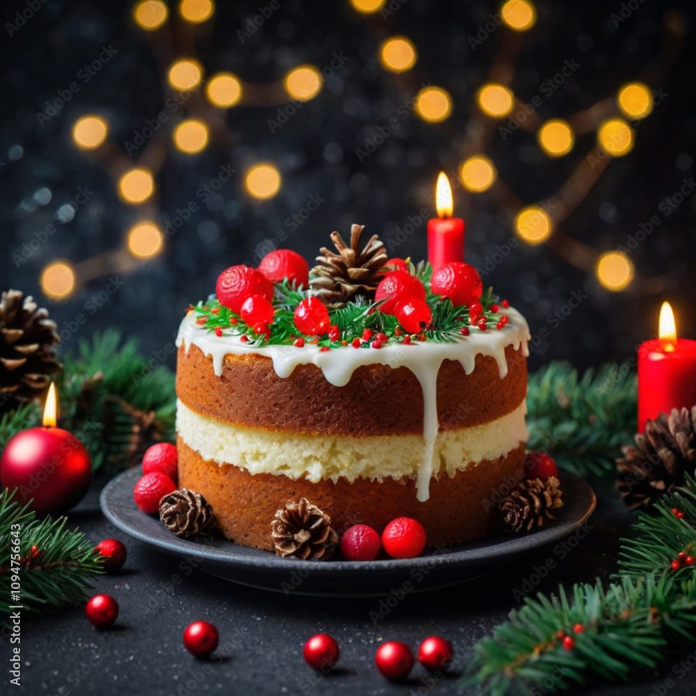 christmas cake with candles christmas cake with candles