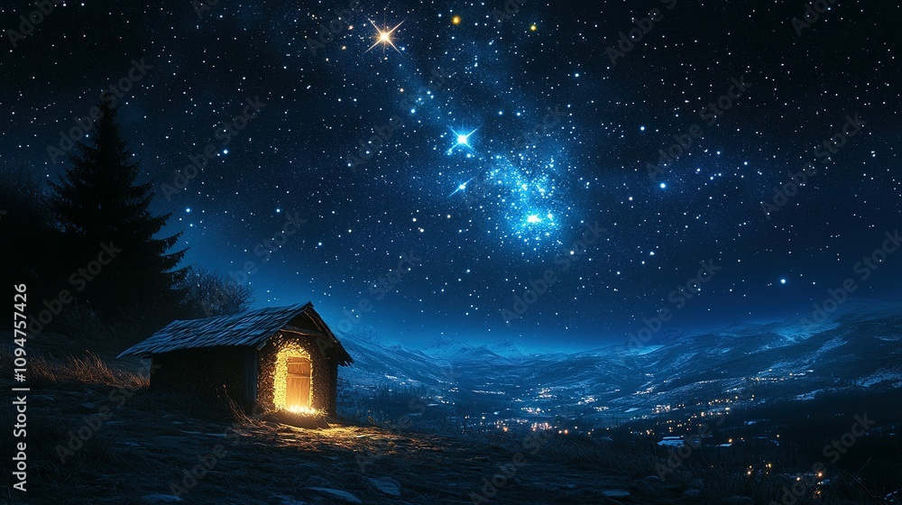 Starlit Night Illuminates Humble Mountain Shelter Starlit Night Illuminates Humble Mountain Shelter