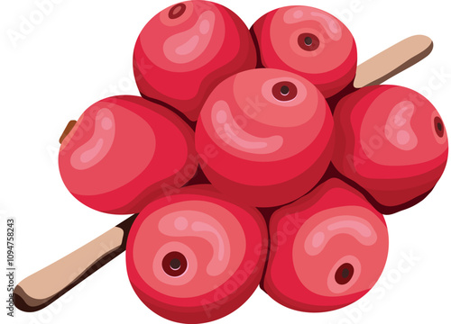 Red Coffee Beans Fruit with Branch Illustration Isolated on White Background