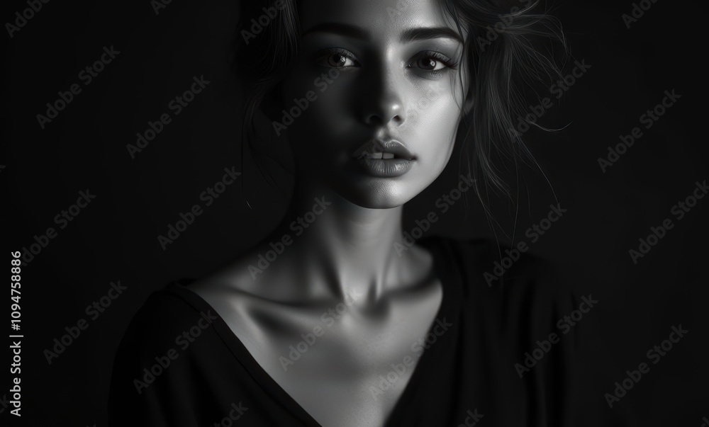 Elegant young woman with expressive features Elegant young woman with expressive features