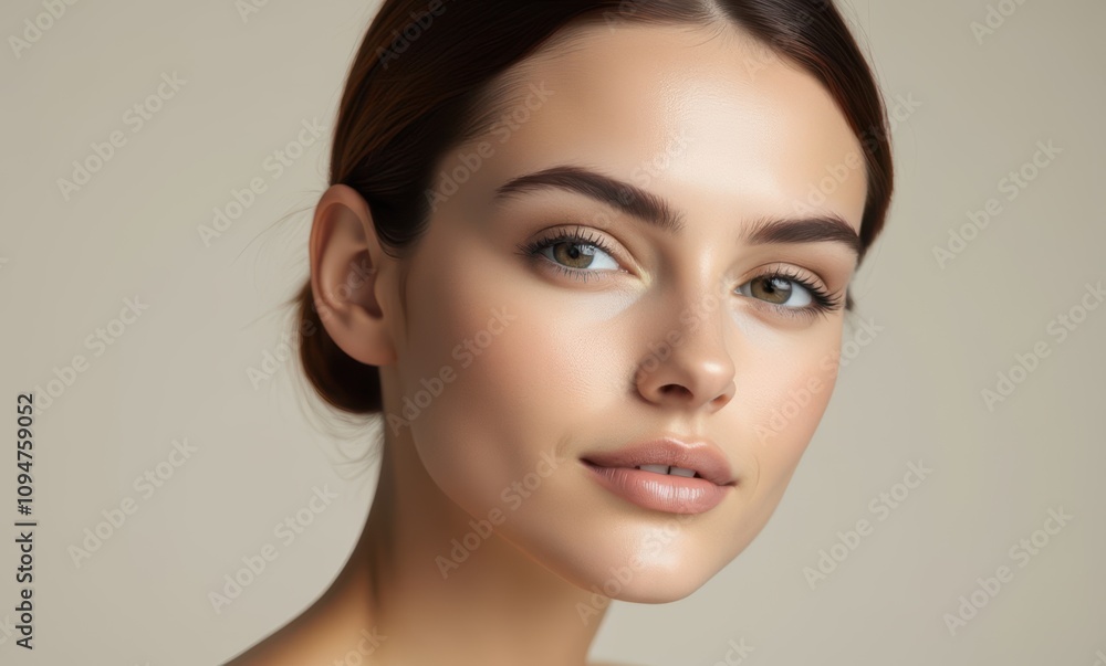 Elegant woman with clear skin and soft features Elegant woman with clear skin and soft features