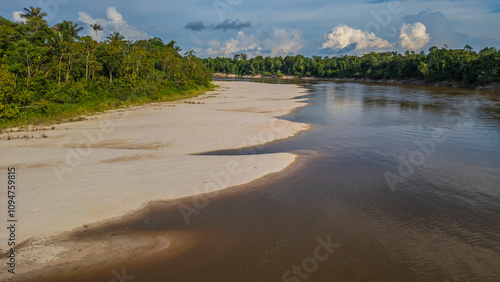 WHITE SAND BEACHES ON THE NANAY RIVER, A BLACK WATER RIVER KNOWN AS IGAPO IN THE ALLPAHUAYO MISHANA NATIONAL RESERVE photo