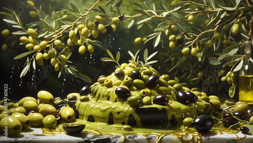 Olive oil in vintage bottles 