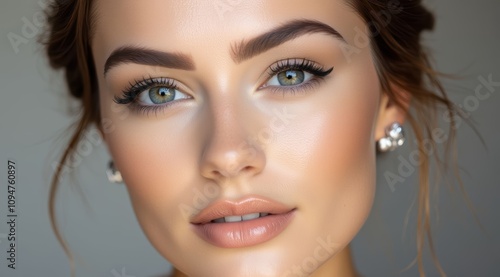 Close-up of a beautiful woman with striking eyes