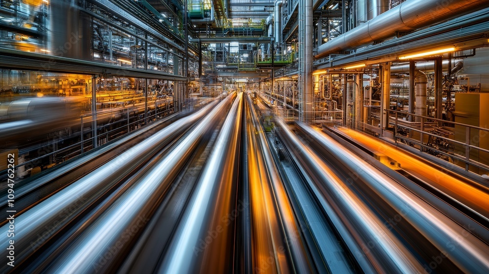 A View Through Industrial Piping in a Factory or Processing Plant A View Through Industrial Piping in a Factory or Processing Plant