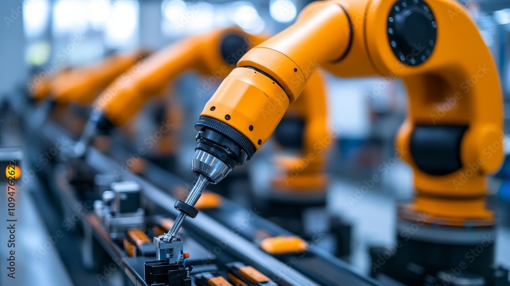 Industrial Robots Working on an Assembly Line Industrial Robots Working on an Assembly Line