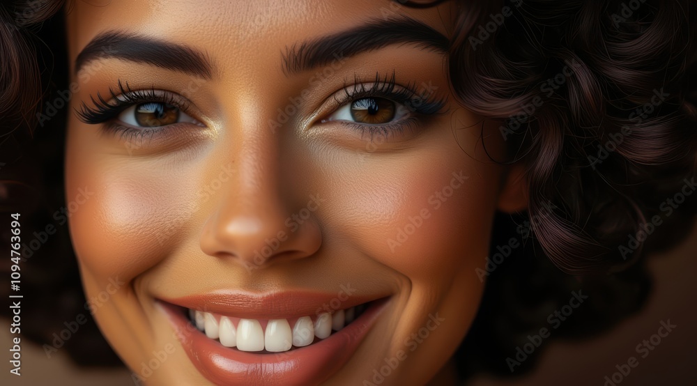 Smiling young woman with curly hair Smiling young woman with curly hair