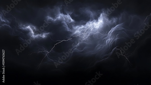 Lightning Strikes Through a Stormy Night Sky. AI Generated