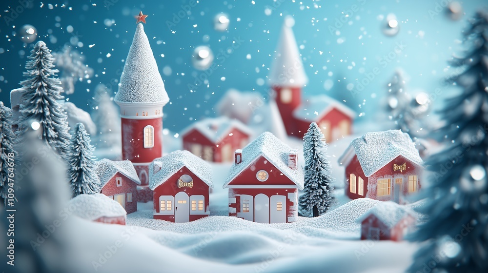 Fototapeta premium おもちゃの雪国のクリスマス