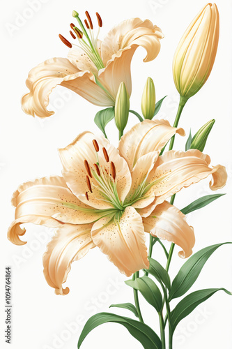 lily flower blooming beautifully isolated on background, created by generative ai