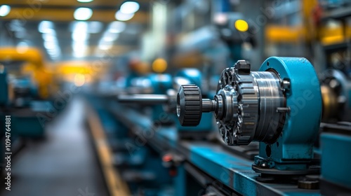 Close-up of a Machine Tool in a Factory Setting