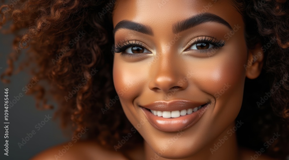 Smiling Black woman with curly hair Smiling Black woman with curly hair