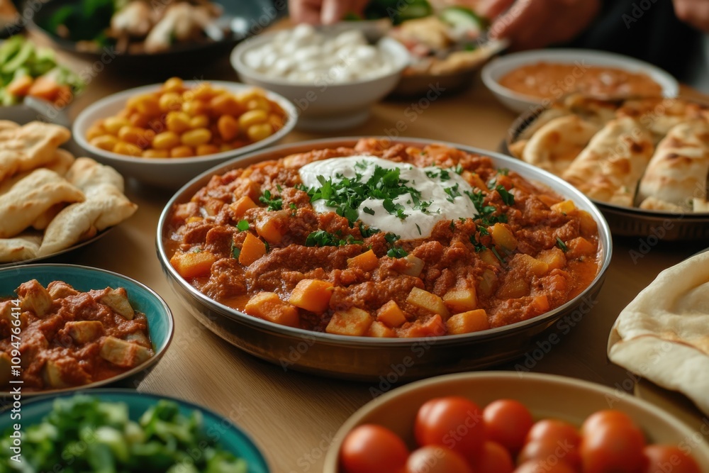A large communal table overflowing with vibrant, colorful dishes a breathtaking feast representing abundance, blessings, and the unifying power of shared meals This image showcases a diverse array of A large communal table overflowing with vibrant, colorful dishes a breathtaking feast representing abundance, blessings, and the unifying power of shared meals This image showcases a diverse array of