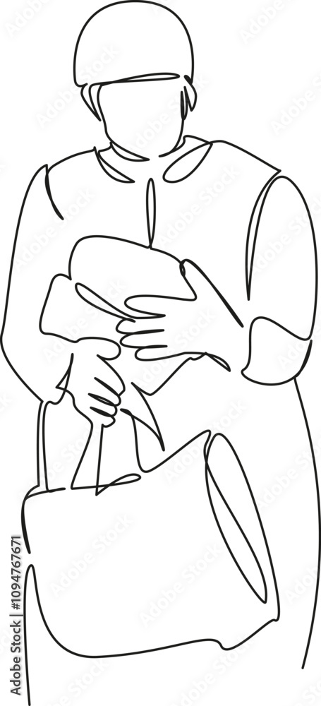 One continuous single drawing line art flat doodle old woman buys groceries, food, modesty, pension, crumbs, calculation. Isolated image hand draw contour on a white background, hand drawn, not AI One continuous single drawing line art flat doodle old woman buys groceries, food, modesty, pension, crumbs, calculation. Isolated image hand draw contour on a white background, hand drawn, not AI