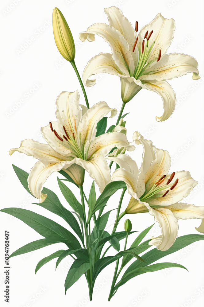Obraz premium lily flower blooming beautifully isolated on background, created by generative ai