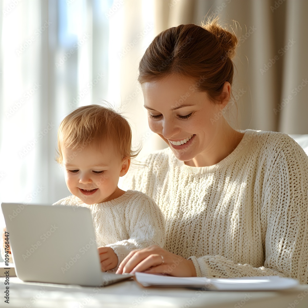 Mother and toddler enjoying quality time with a laptop Mother and toddler enjoying quality time with a laptop