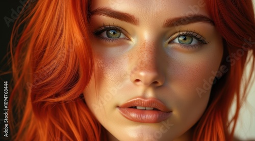 Close-up of a beautiful red-haired woman