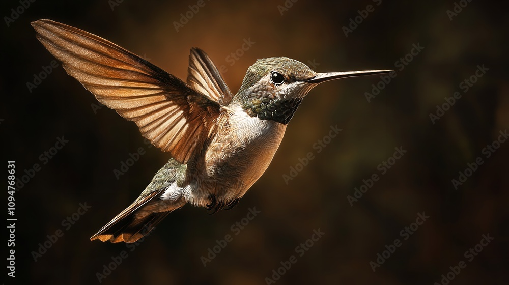 Fototapeta premium AI Generated - Small Little Calibri Hummingbird