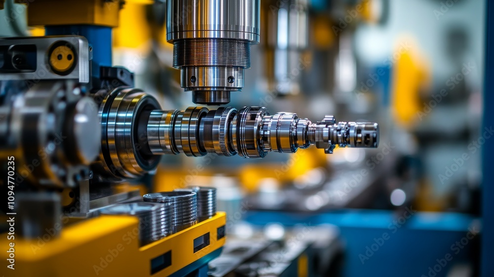 Automated Machining Process with Metal Part on a Lathe Automated Machining Process with Metal Part on a Lathe