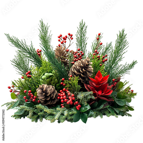  Beautiful Holiday table centerpiece isolated on transparent  background 