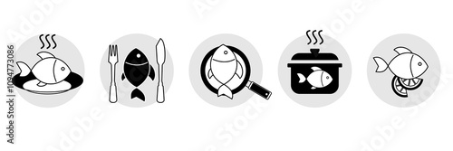 Icons for cooking fish dishes.