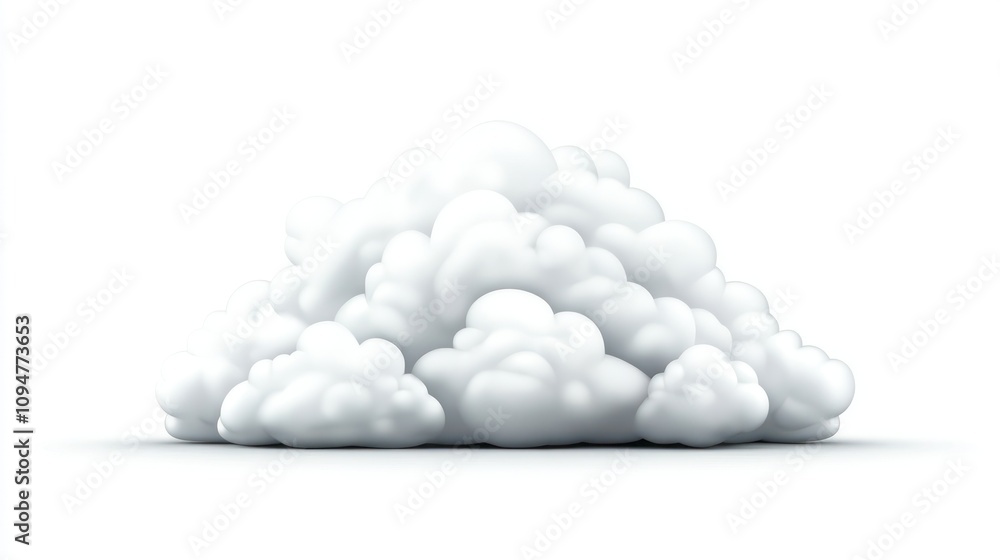 3D Render of Fluffy White Clouds, Isolated on White Background 3D Render of Fluffy White Clouds, Isolated on White Background