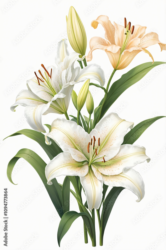 lily flower blooming beautifully isolated on background, created by generative ai lily flower blooming beautifully isolated on background, created by generative ai