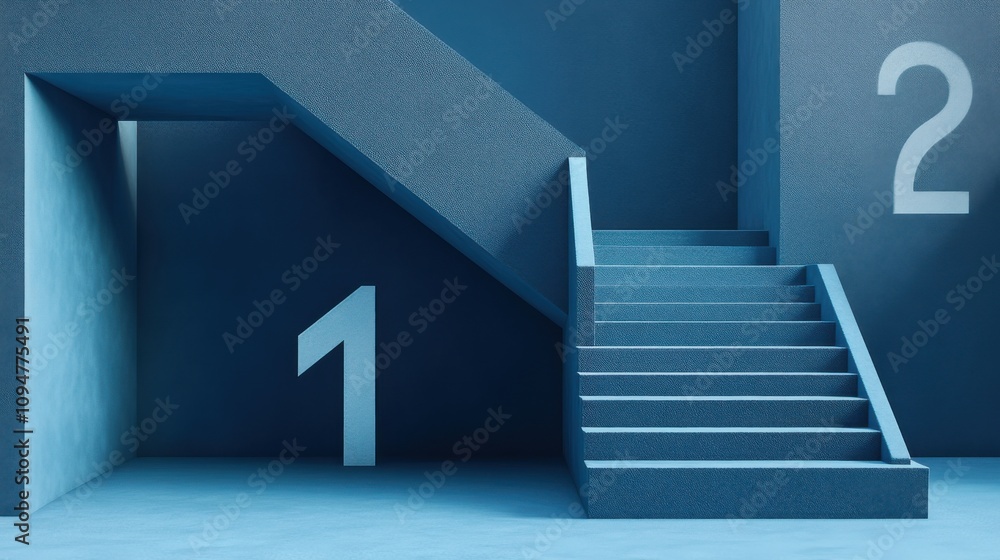Fototapeta premium Step numbers displayed in 3D design for educational purposes