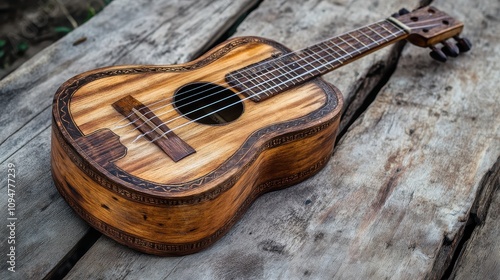 The traditional Chilean charango highlights exquisite wood textures and fine craftsmanship
