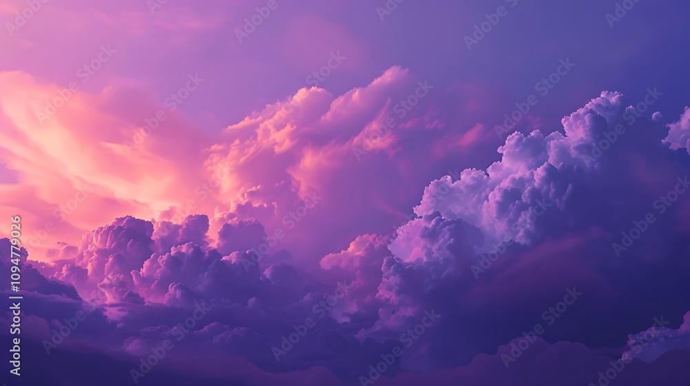 A fluffy cloud contrasted with a bold purple sky. A fluffy cloud contrasted with a bold purple sky.