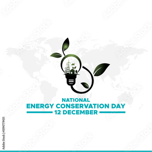 National Energy Conservation Day. December 14. Template for background, banner, card, poster with text inscription. Vector illustration.Vector graphic of national energy conservation day