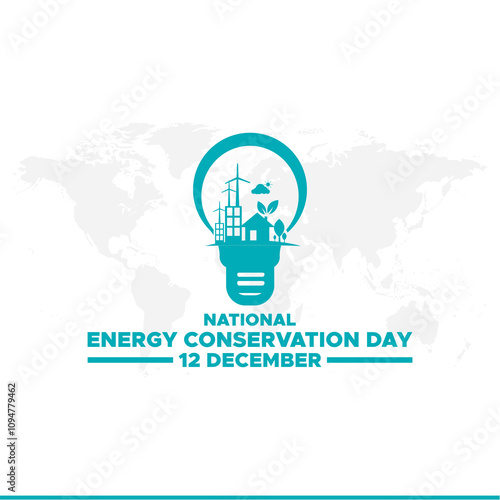 National Energy Conservation Day. December 14. Template for background, banner, card, poster with text inscription. Vector illustration.Vector graphic of national energy conservation day