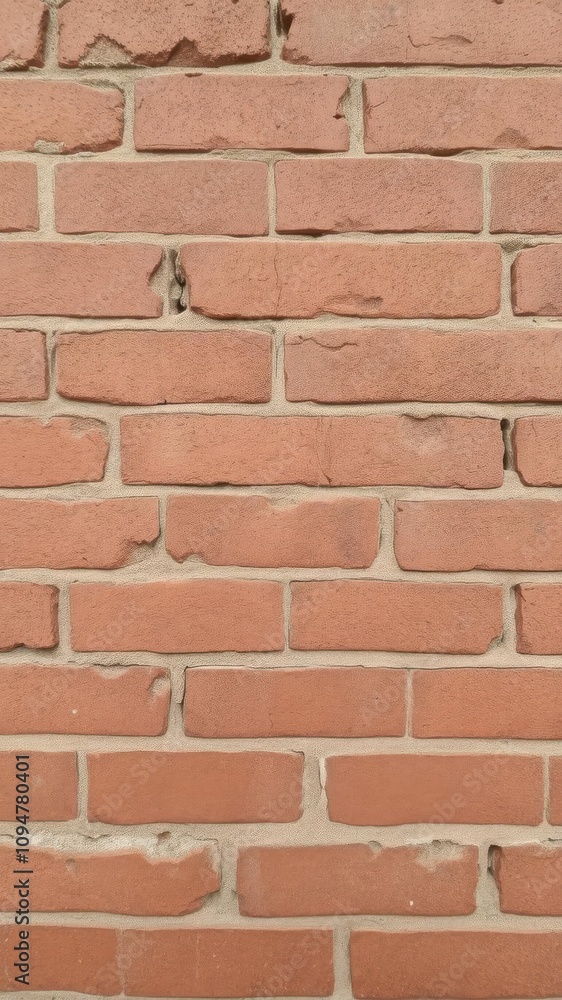 Obraz premium Rough and weathered red brick texture with uneven surface and visible grooves, material