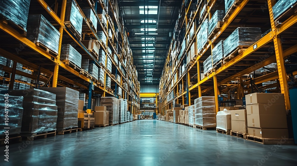 Fototapeta premium Industrial steel pipes in warehouse
