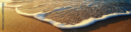 Shoreline: Rippling sand dunes caressed by the ocean's touch photo