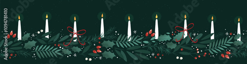 Cute hand drawn christmas candles with glow and snowflakes, great for banners, wallpapers - vector design