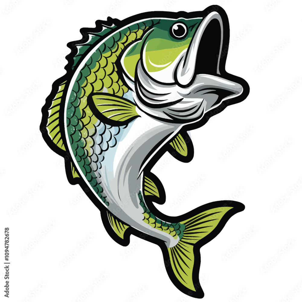 cartoon largemouth vector, cartoon on white background