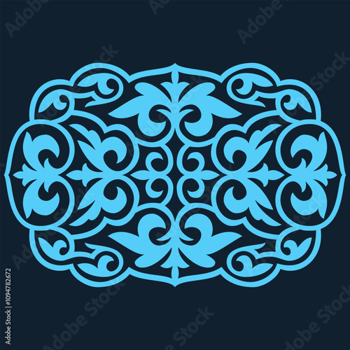 Vintage ornate linear ornaments in Kazakh traditional style. Asian floral designs. Abstract Asian elements of the national pattern of the ancient nomads of the Kyrgyz, Mongols, Kazakhs, Tatars. EPS10